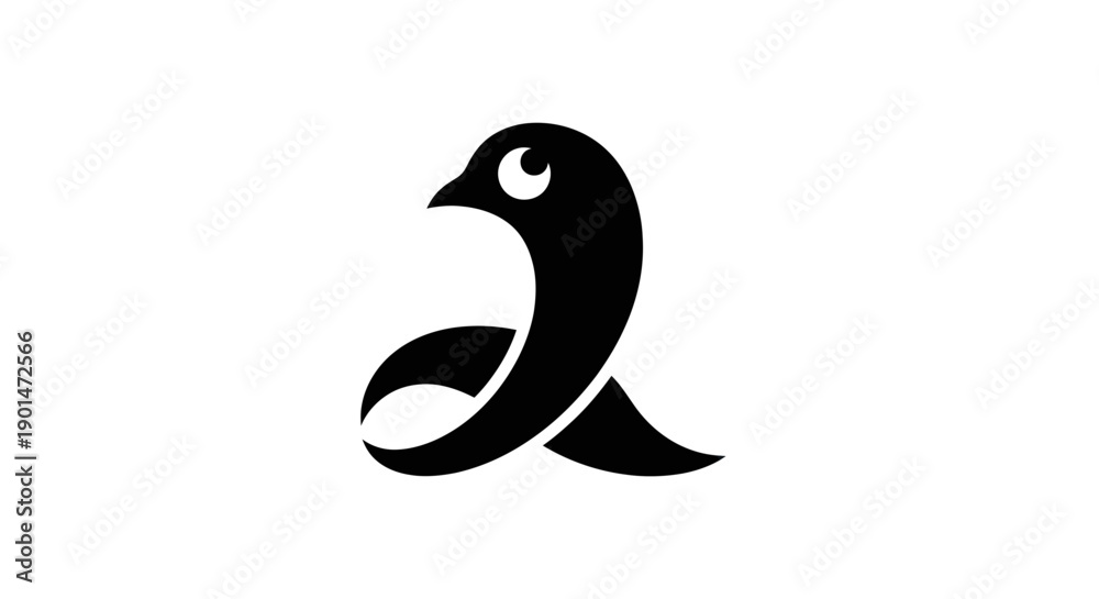 Fototapeta premium Abstract bird icon in black and white