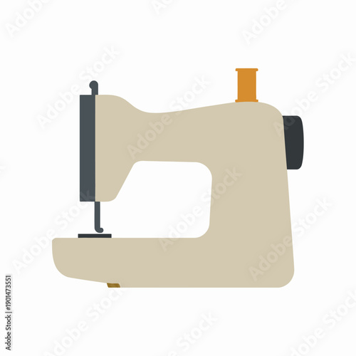Illustration of a Classic Sewing Machine with Thread Spool Depicting Vintage Craftsmanship for Tailoring and Fabric Design Enthusiasts