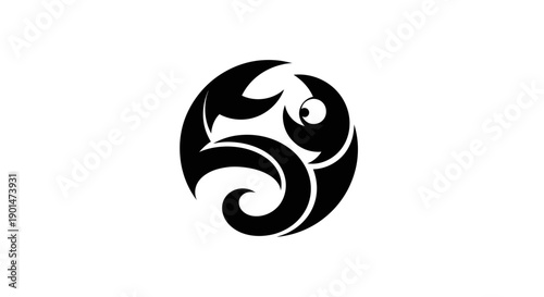 Abstract black and white fish logo