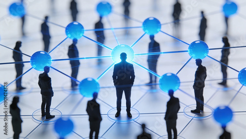 Business Professional at the Center of Social Network Connection