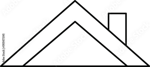 Simple black outline of a house roof with chimney house roof outline chimney outline
