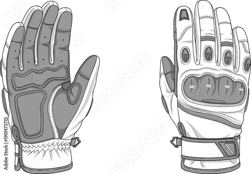 Gray and white motorcycle gloves gray gloves white gloves leather gloves