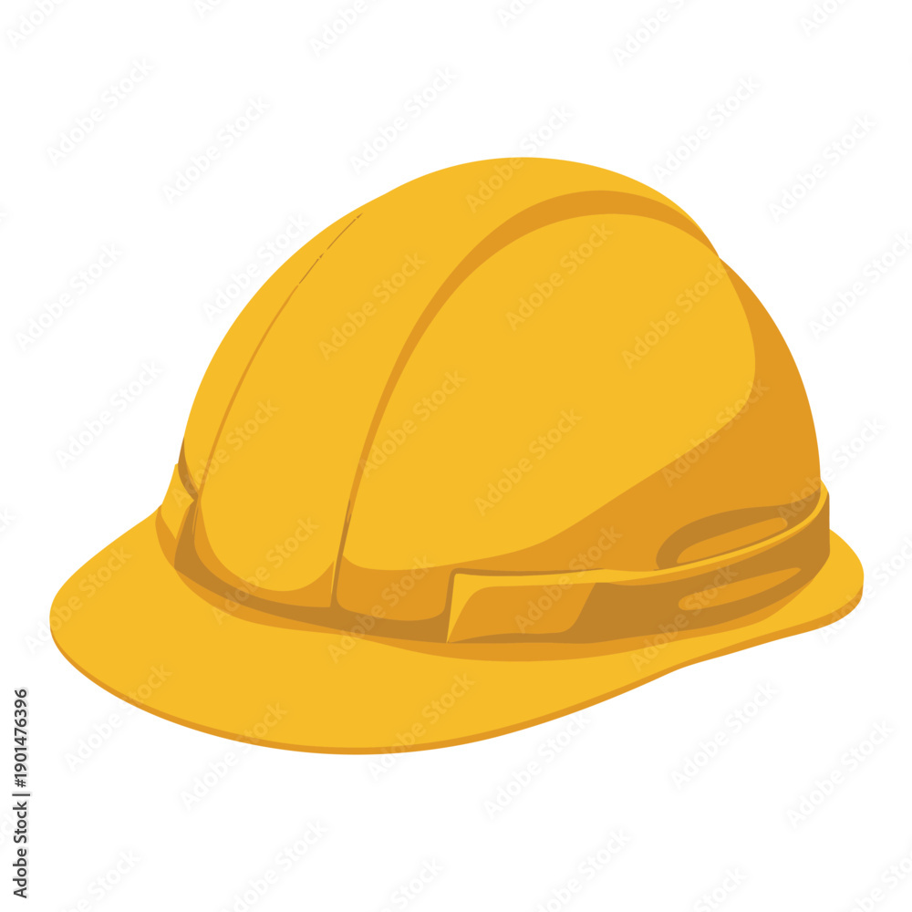 Fototapeta premium Yellow construction safety hard hat, protective headgear for industrial work and building sites