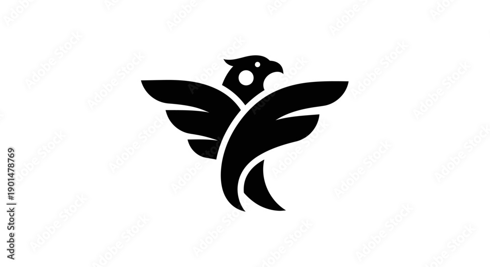 Obraz premium Abstract black eagle logo on white