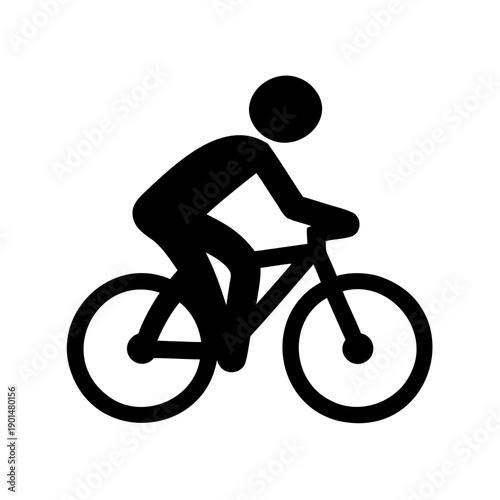 Person riding a bicycle in a simple black and white illustration Vector, illustration