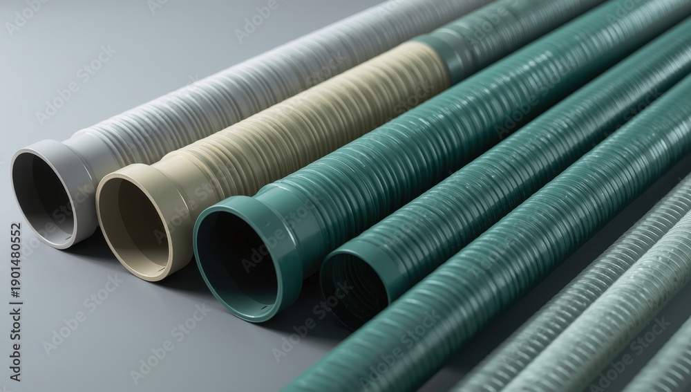Fototapeta premium Plastic drainage pipes for construction