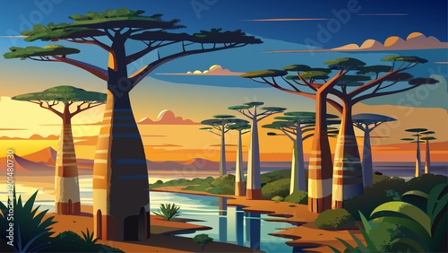 Very beautiful baobab trees near the coastline of Luanda, blending ancient African nature with ocean views, symbolizing resilience, history, and the natural spirit of Angola.