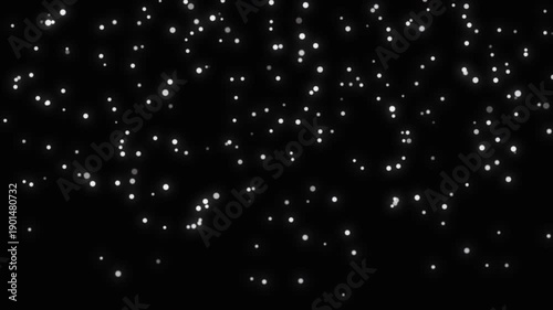 Falling Snowflakes Overlay on Black Background. Shimmering Winter Snow Bokeh, Seamless Loop 4K Animation. falling snow flakes