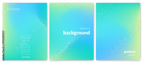 Abstract liquid background set. Gradient mesh. Effect bright color blend. Blurred fluid colorful mix. Modern design template for web covers, ad banners, posters, brochures, flyers. Vector image EPS