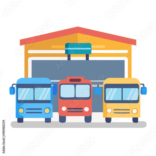 Bus depot and station concept for public transportation and urban transit