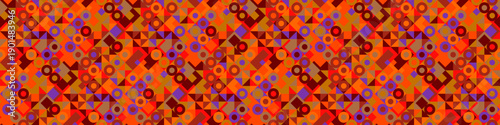 Seamless multicolored horizontal mosaic pattern background design - colorful wide abstract vector illustration