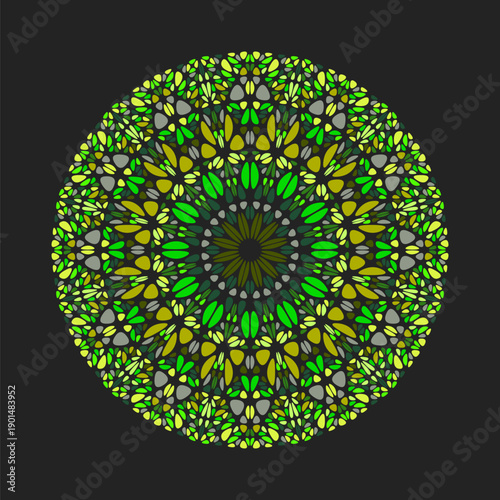 Round colorful circular petal ornament mandala - ornate abstract geometrical vector art
