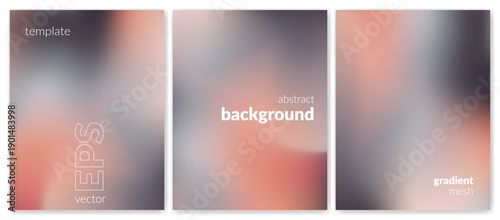 Abstract liquid background set. Gradient mesh. Effect blend terracotta color. Blurred fluid colorful mix. Modern design template for web cover, header, ad banner, poster, brochure, flyer. Vector image