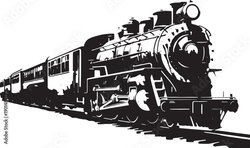 Vintage steam locomotive ancient train transport Vector illustration