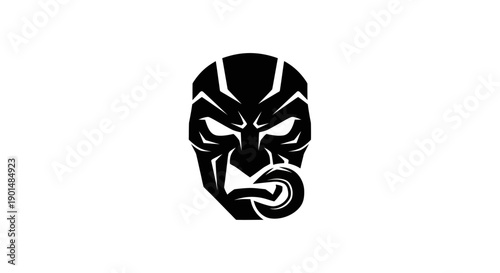Abstract black mask design on white