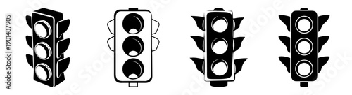 Modern traffic light icons set vector illustration isolated on white background urban road safety signs
