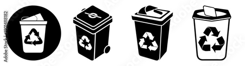 Recycling bins vector icons set isolated on white background eco-friendly waste management symbols