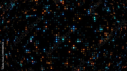 Dynamic Data Flow Background with Glowing Dots and Subtle Fisheye Distortion