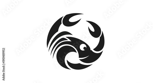 Abstract fish and crab circular design