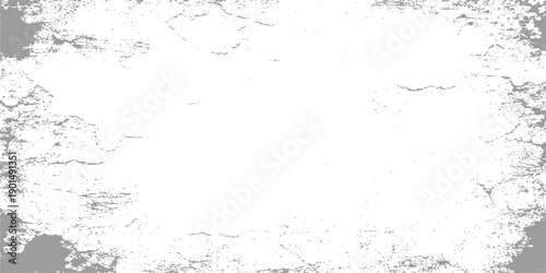 Vintage black grunge background featuring a dirty ink splash texture and a distressed gray paper border illustration for an artistic retro wall pattern