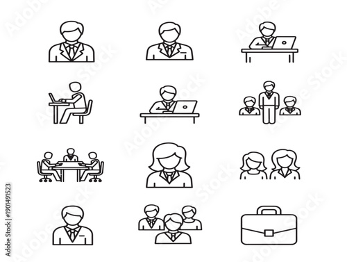 Beautiful business character icons with clean confident visual style