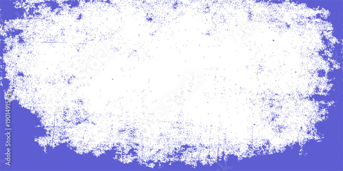 An abstract blue watercolor background features a winter pattern of grunge paint splatters and liquid ink drops for a cold, textured art design