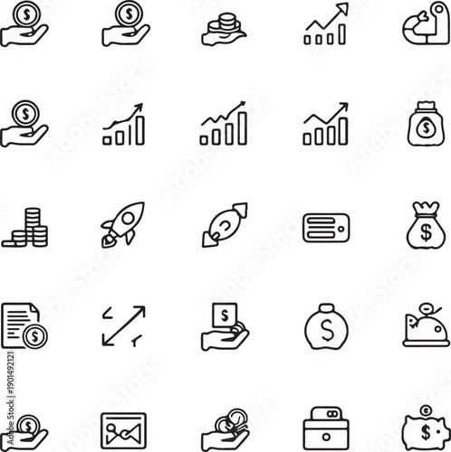 Financial crisis line editable icon set. Containing bankruptcy, debt, financial , downturn, crisis, decrease,