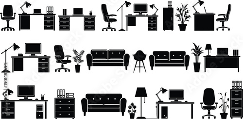 Black and white office furniture desk