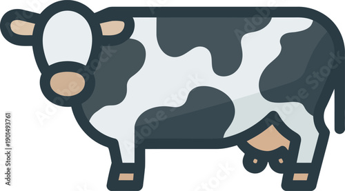 Cow clipart farm animal standing calmly with simple cute cartoon style