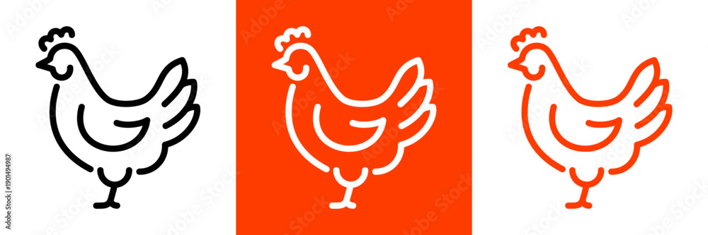Εκτύπωση καμβά Outline chicken symbol in clean vector execution