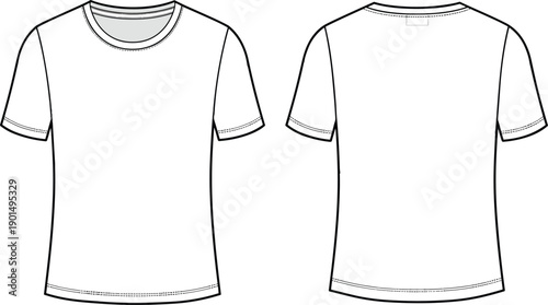 White t shirt front and back view short sleeve shirt crew neck clothing