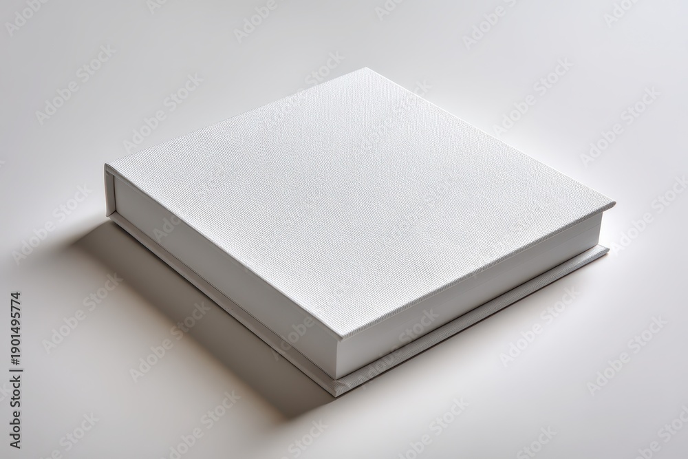 Fototapeta premium Plain blank square book on tactile white paper for editorial design