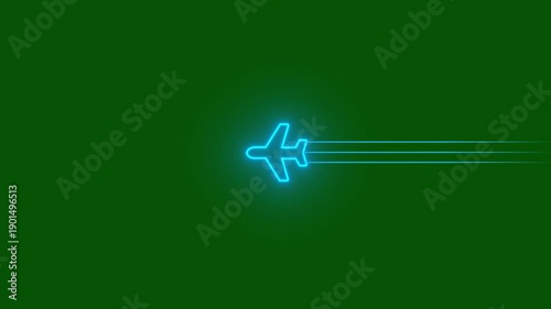 Glowing Simple plane icon, flay icon animation concept, simple flat plane animation. Airplane line path animation, Travel on airplane location map. 4k motion isolated on transparent background.