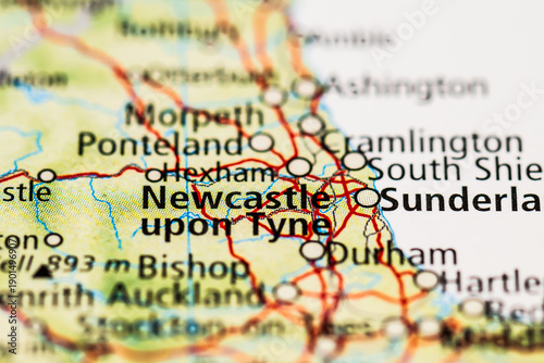 Obraz na plátne Detailed atlas map of Newcastle upon Tyne urban transport network