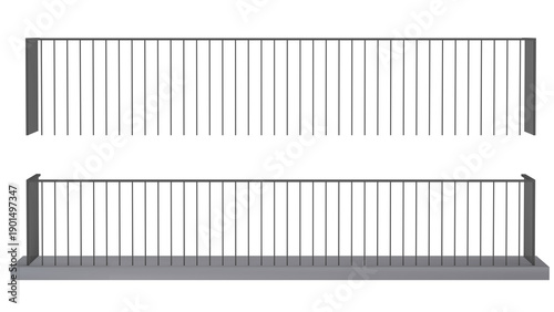 balcony with railing isolated