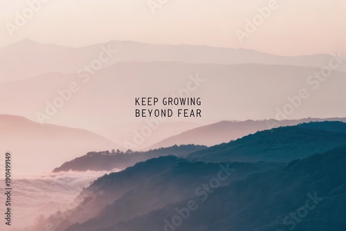 Inspirational Landscape Displays Subtle Waves of Color Text Keep Growing