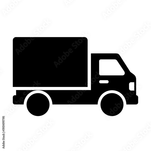 Delivery truck silhouette vector icon for cargo shipping logistics transportation courier and freight service
