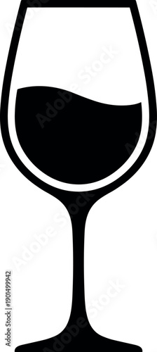 Wine glass vector silhouette, black and white cricut design for bar menus and kitchen decor