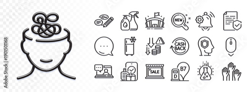 Carry-on baggage, Refrigerator and Scroll down line icons for web app. Glare of light effect. Message icon. Pack of Anxiety, Cashback, Deflation pictogram icons. Vector