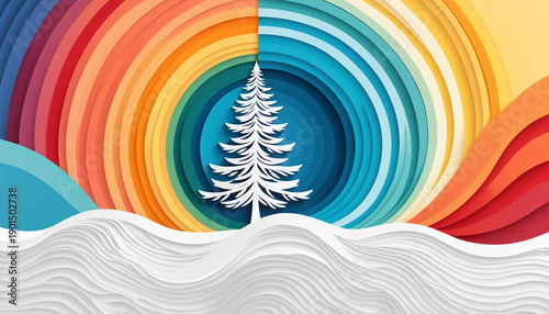 white fir tree silhouette s...