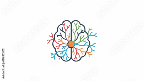Colorful Brain Illustration with Neuron Connections.