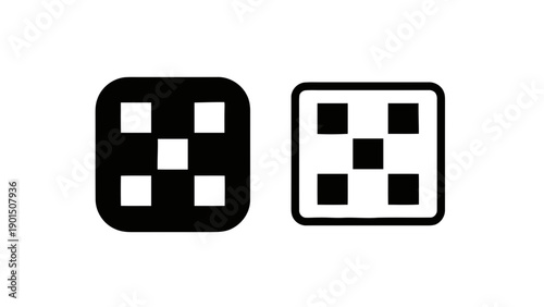 Vector illustration of, on transparent background, simple game dice face showing number five icon set