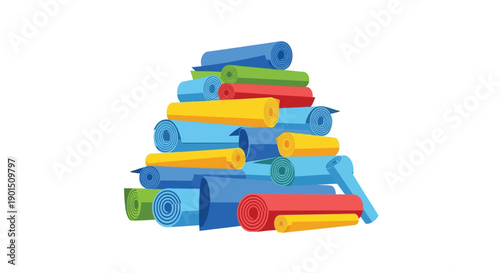 Vibrant Stack of Rolled Exercise Mats for Fitness and Wellness Activities