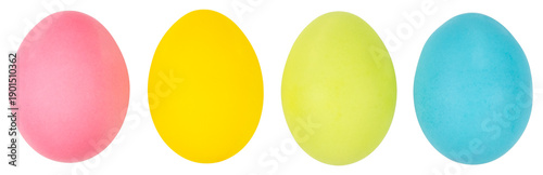 Pastel-colored Easter eggs on transparent background