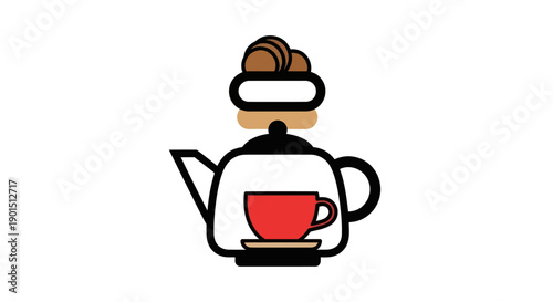 Abstract tea pot with coffee cups icon