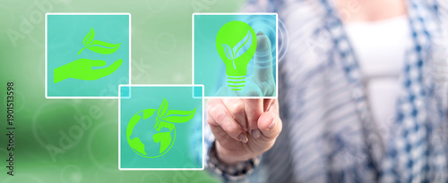 Woman touching an ecology concept