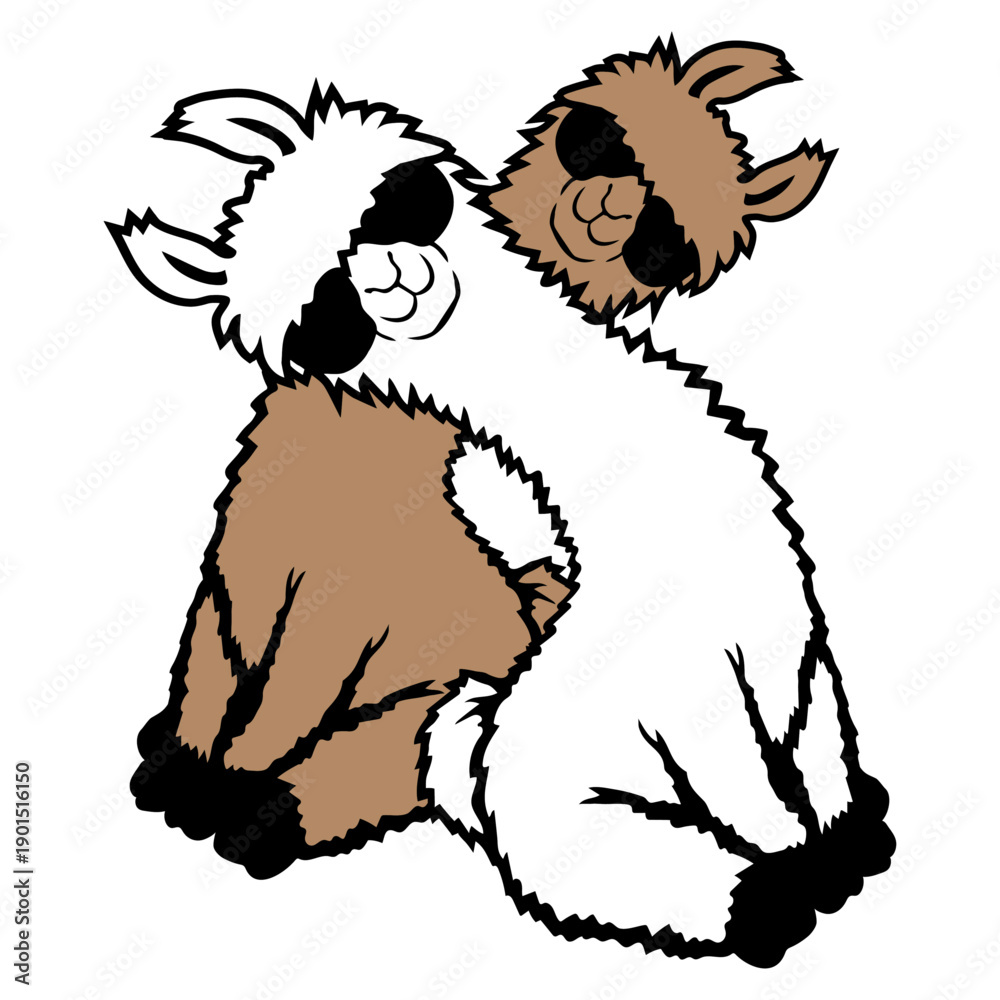 Fototapeta premium Two Friends Team Crew No Prob Llama Probllama Drama Cool Sunglasses Sitting Relaxed