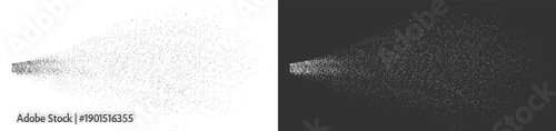 Abstract particles dust cloud spray splatter texture with grain noise dispersion and dots on transparent background