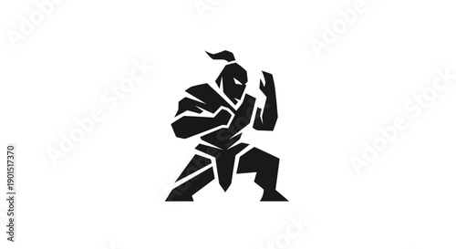 Abstract warrior silhouette on white