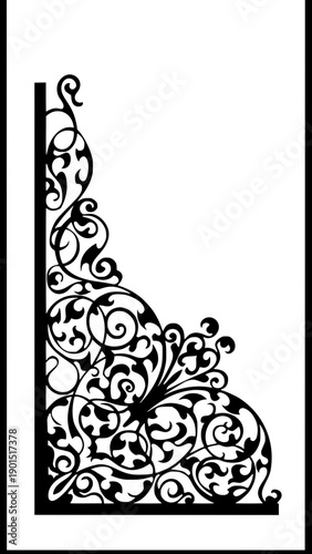 Luxury decorative arch line art, floral top centerpiece, tassel hanging ornament, column support vector design